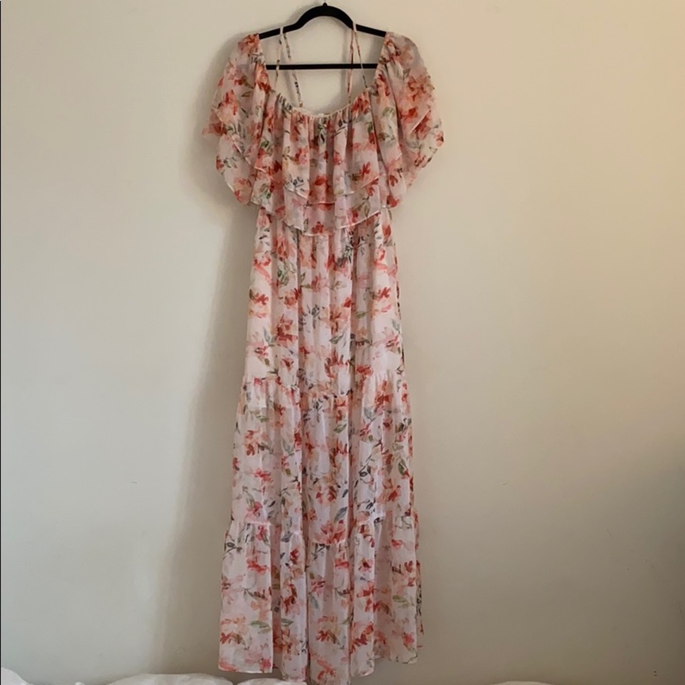 Off Shoulder Maxi Floral Dress